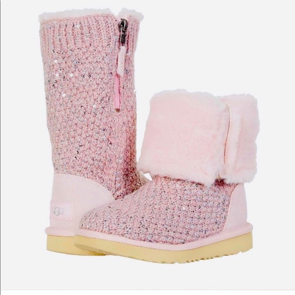 UGG Shoes - 🔑Ugg lightly worn pink sequin fold over booties